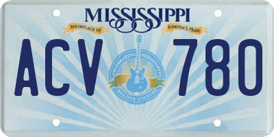 MS license plate ACV780