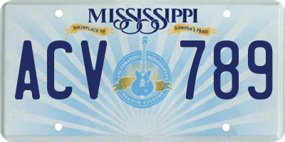 MS license plate ACV789