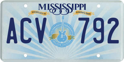 MS license plate ACV792