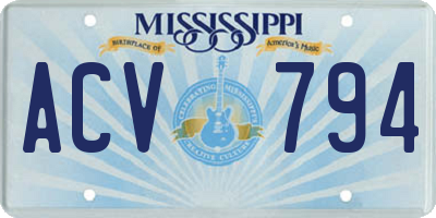 MS license plate ACV794