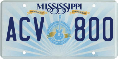 MS license plate ACV800
