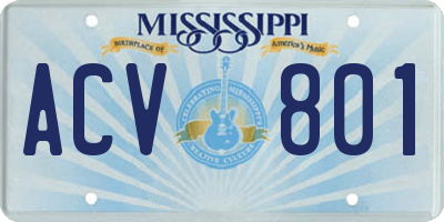 MS license plate ACV801