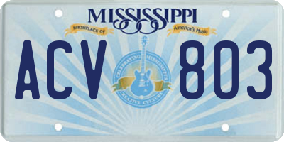 MS license plate ACV803
