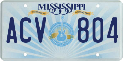 MS license plate ACV804