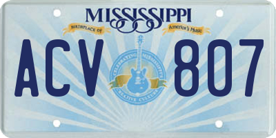 MS license plate ACV807