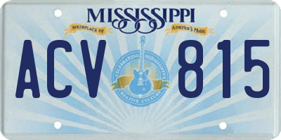 MS license plate ACV815
