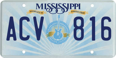 MS license plate ACV816