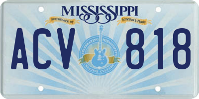 MS license plate ACV818