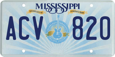 MS license plate ACV820
