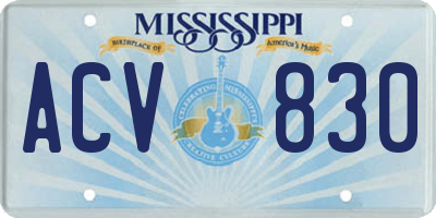 MS license plate ACV830