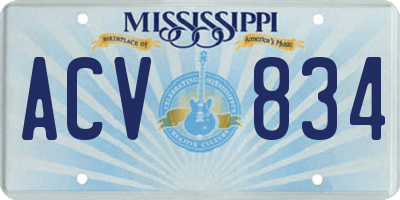 MS license plate ACV834