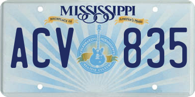 MS license plate ACV835