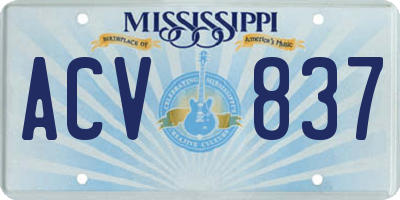 MS license plate ACV837