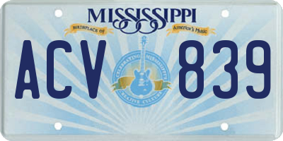 MS license plate ACV839