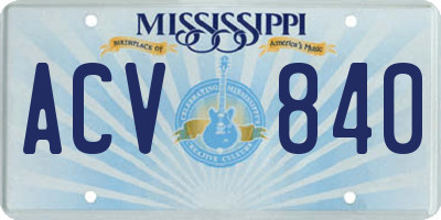 MS license plate ACV840