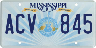 MS license plate ACV845