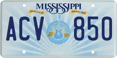 MS license plate ACV850