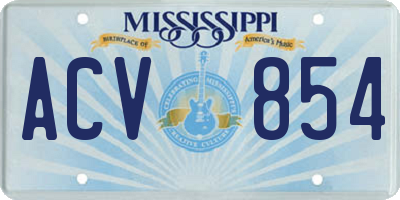 MS license plate ACV854