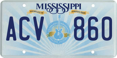 MS license plate ACV860