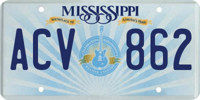 MS license plate ACV862