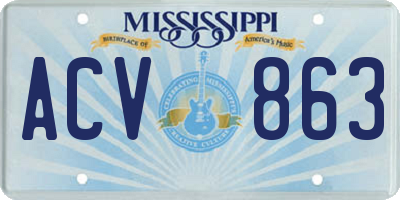 MS license plate ACV863
