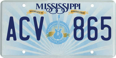 MS license plate ACV865