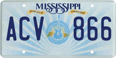 MS license plate ACV866