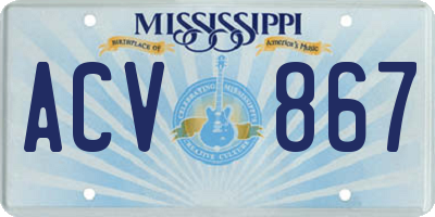 MS license plate ACV867