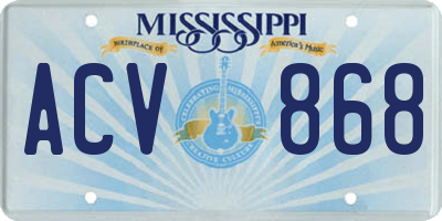 MS license plate ACV868