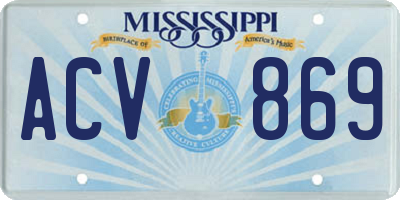 MS license plate ACV869