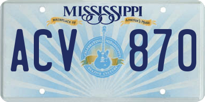 MS license plate ACV870
