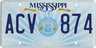 MS license plate ACV874
