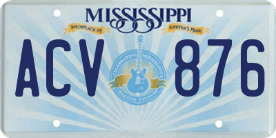 MS license plate ACV876