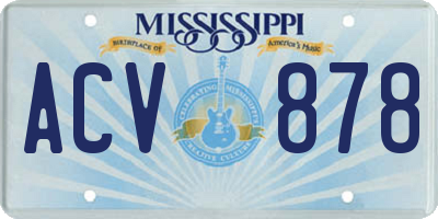 MS license plate ACV878