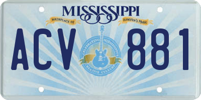 MS license plate ACV881
