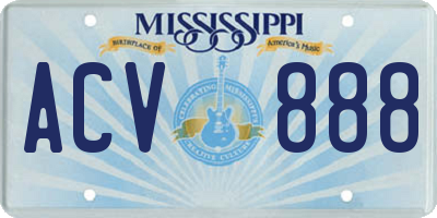 MS license plate ACV888