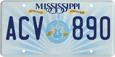 MS license plate ACV890