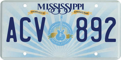 MS license plate ACV892