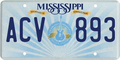 MS license plate ACV893