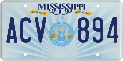 MS license plate ACV894
