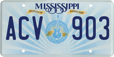 MS license plate ACV903