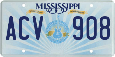 MS license plate ACV908