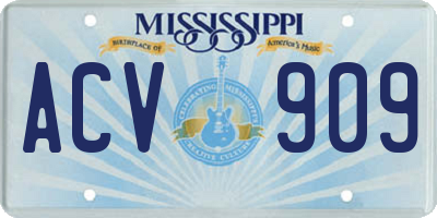 MS license plate ACV909