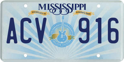 MS license plate ACV916