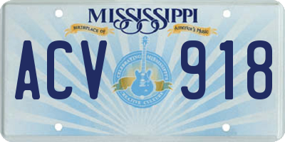 MS license plate ACV918