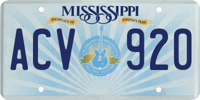 MS license plate ACV920
