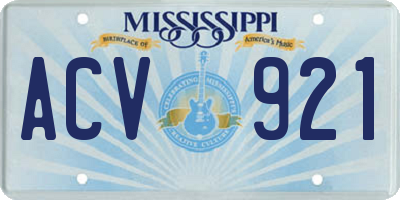 MS license plate ACV921