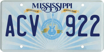 MS license plate ACV922