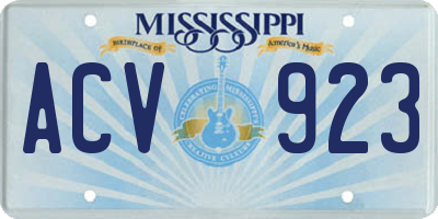 MS license plate ACV923