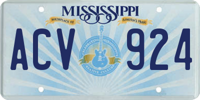 MS license plate ACV924